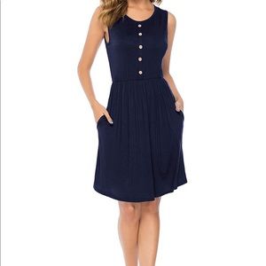 Navy blue midi dress with pockets